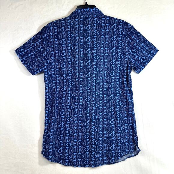 Trunks Small Button Down Shirt Short Sleeve Blue Fish Swim Beach Pool Summer - Picture 5 of 9